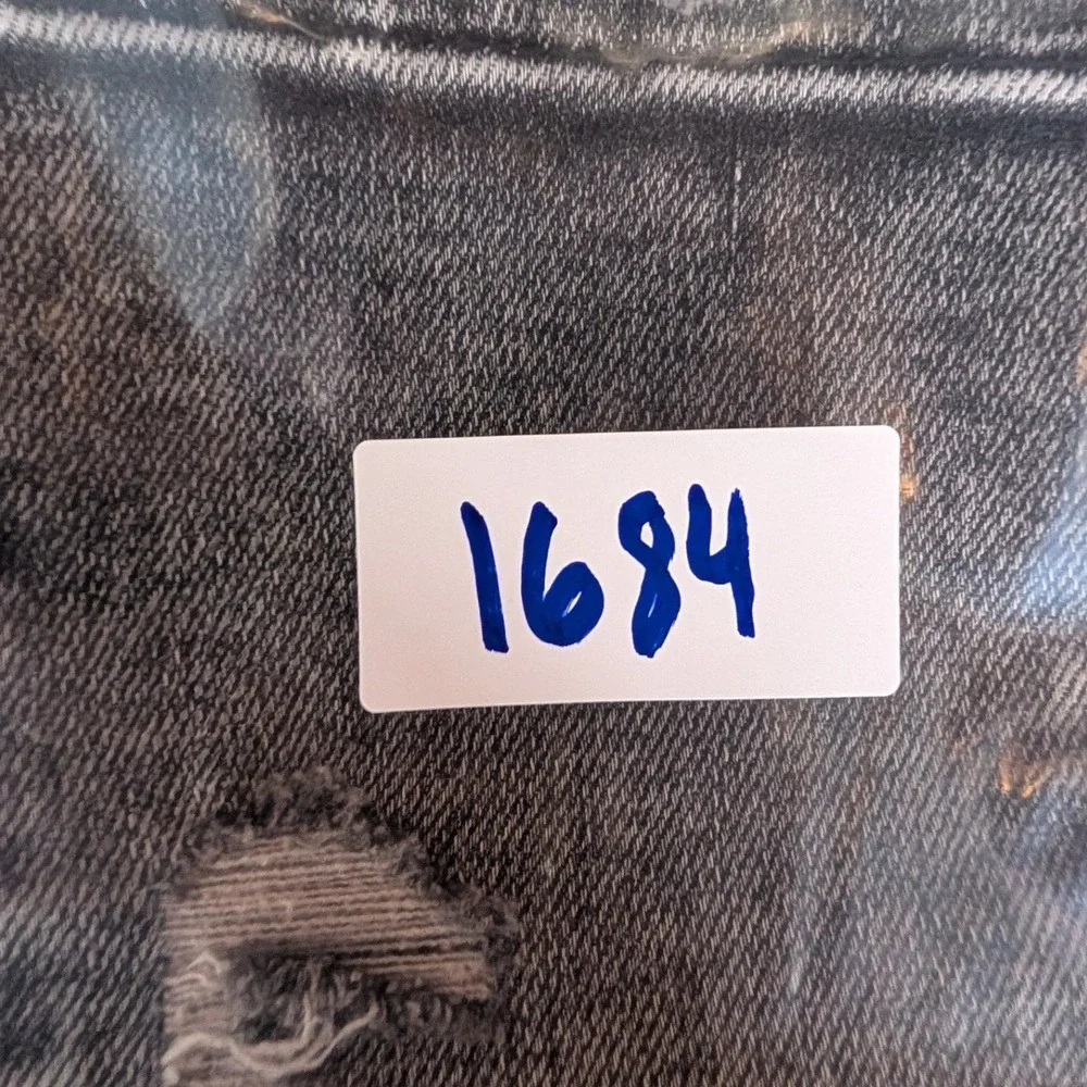 Risen‎ Jeans Straight Leg Women 7/28 Black Acid Wash High Rise Frayed Hem Edgy